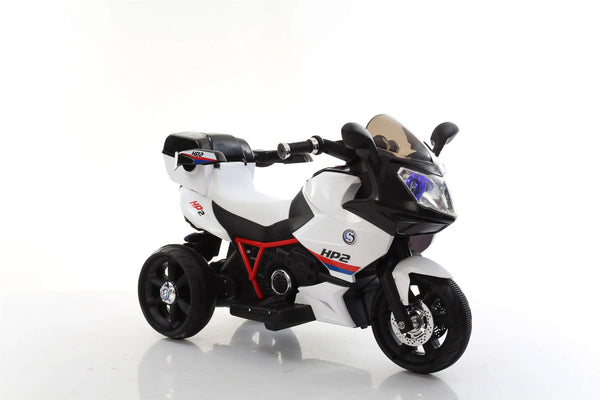 Kids Electric Motorcycle Ride on Car in white and red design, perfect for toddlers' active play.