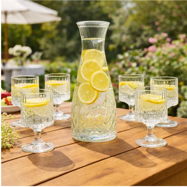 7-Piece Diamond Pattern Glass Water Set