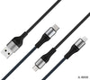3-in-1 USB Charging Cable showing Micro USB, Type-C, and USB connectors for fast and convenient charging.