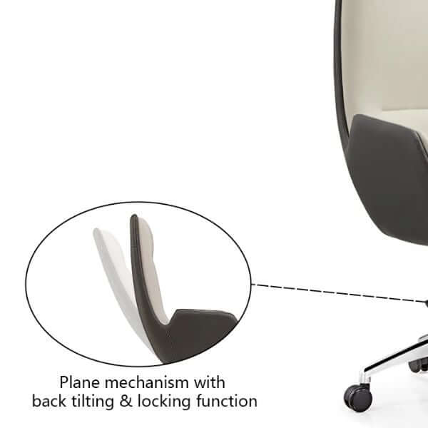 Close-up of the High Back Executive PU Office Chair's plane mechanism showing back tilting and locking function.