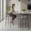 Houndstooth Bar Stool with Black Metal Frame and Footrest