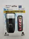 USB Rechargeable Bike Light Set packaging with bicycle safety warning light and included cable.