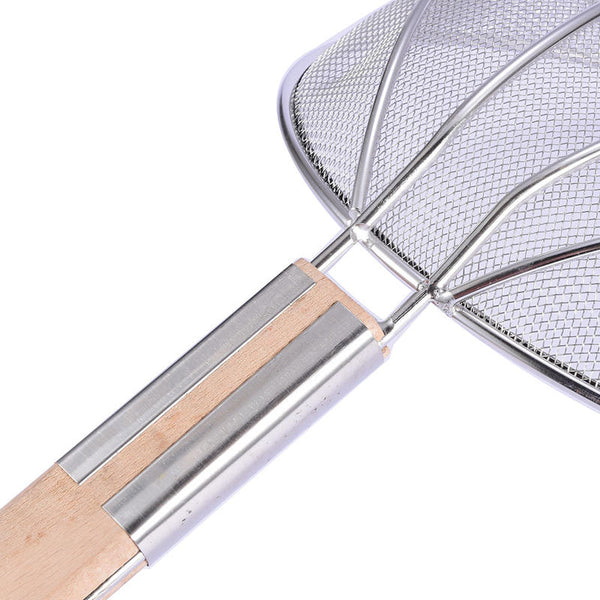 Jumbo Stainless Steel Kitchen Strainer with Wooden Handle – 32 cm