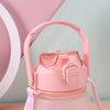 Large 1.1 L Hydration Water Bottle with pink lid and handle, designed for convenient hydration.