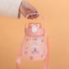 Large 1.1 L Hydration Water Bottle in pink with cute bunny design and handle, perfect for staying hydrated.