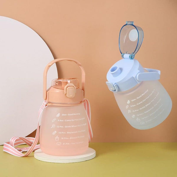 Large 1.1 L Hydration Water Bottle in two colors with motivational markings for staying hydrated.