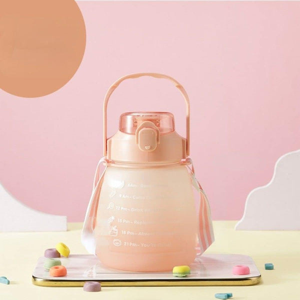 Large 1.1 L Hydration Water Bottle with a pink design, ideal for staying hydrated throughout the day.