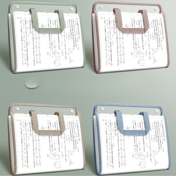 Large Capacity Transparent PVC 13 Compartment File Folder in four colors with A4 documents inside