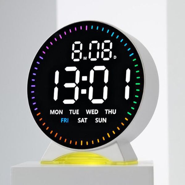 Large Digital Wall Clock with Temperature Display and Alarm