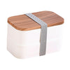 Lightweight Microwave-Safe Bento Lunch Box with a stylish wooden lid, perfect for meals on the go.