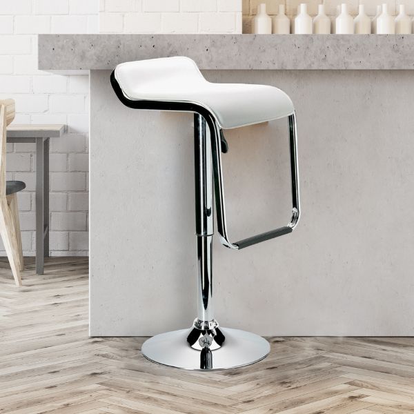 Low Back Barstool with Foot Rest featuring a sleek chrome base and modern design for stylish seating.