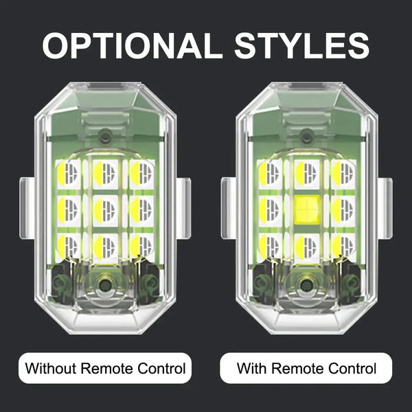 Optional styles of M3 Wireless Remote Control LED Strobe Light: version without remote control and version with remote control.