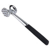 Double-Sided Stainless Steel Meat Tenderiser Hammer with chrome finish and textured handle.
