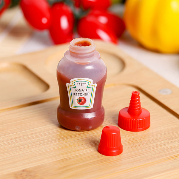 Mini 30ml Plastic Squeeze Bottles with ketchup for neat condiment dispensing