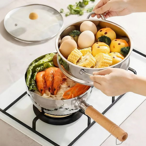 Perfect Dealz Mini Stainless Steel Saucepan with Wooden Handle