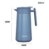 Mocha Exclusive Pot Mini Coffee Maker in blue with measurements for perfect coffee brewing at home.