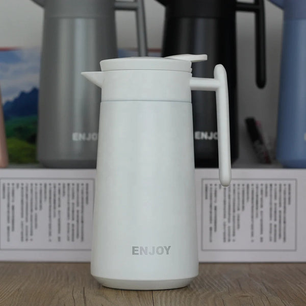 Mocha Exclusive Pot Mini Coffee Maker in white color, stylish design with ENJOY branding, perfect for brewing quality coffee.
