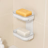 Modern Wall-Mounted Shower Soap Holder with two soap bars on a tiled wall