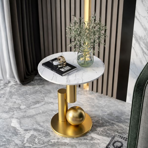 Modern Golden & Marble Side Table