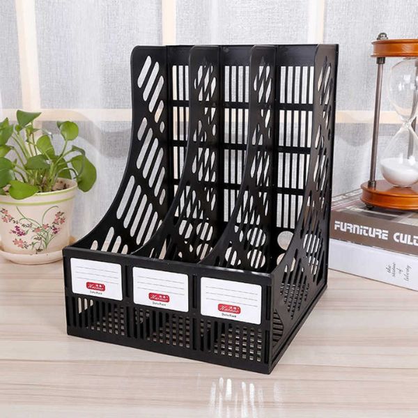 Multifunction Plastic Book Holder Storage Organizer designed for books and stationery organization in a stylish black finish.