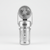 Multifunctional Portable Camping Spotlight Flashlight with fan feature designed for outdoor activities and emergencies.