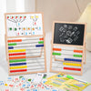 Multifunctional Wooden Magnetic Drawing & Writing Board with abacus and educational illustrations for kids.