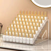 5-Layer Nail Polish Display Rack holding multiple nail polish bottles in a clear acrylic design, showcasing organized colors.