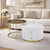 Nesting Coffee Table with Drawers set featuring modern round design and practical storage in a stylish living room.
