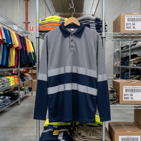 Two-Tone Long Sleeve Reflective Safety Polo Shirt