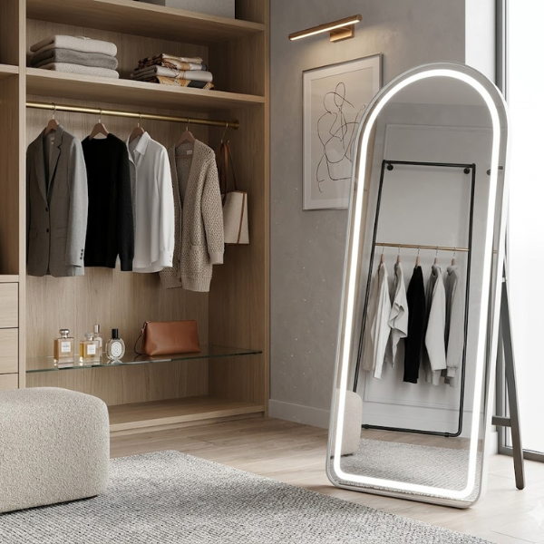 Smart Touch Arch LED Full Length Floor Standing Mirror