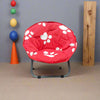 Kiddies Moon Folding Chair with Padded Seat in red and white design, perfect for kids' indoor and outdoor relaxation.