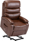 Leather Electric Power Lift Recliner Chair with padded seating and powered lift function.