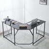 SD-23 L-Shaped Computer Gaming Desk with spacious black surface and corner design for work and gaming.