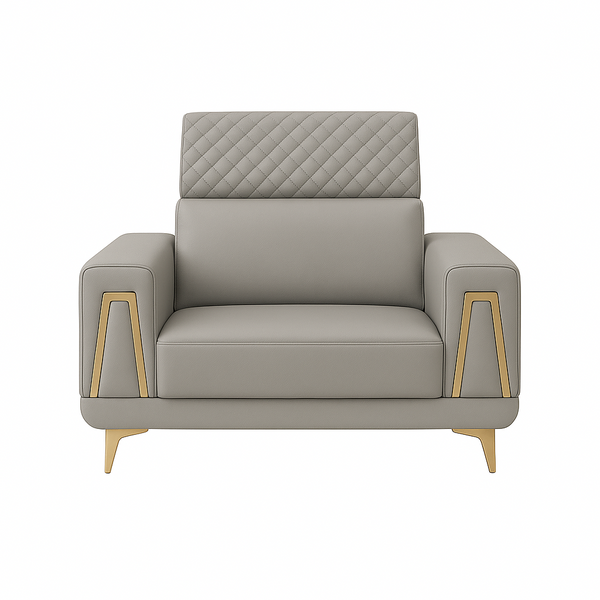 Luxury Quilted Accent Armchair with Wooden Legs featuring a modern design and elegant quilted upholstery.