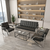 Steel Chrome Reception Sofa Suite in a modern lounge with glass table and shelves, ideal for office or home.