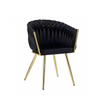 Braided Velvet Plush Fabric Dining Chair with luxurious black velvet and gold accents for stylish seating.
