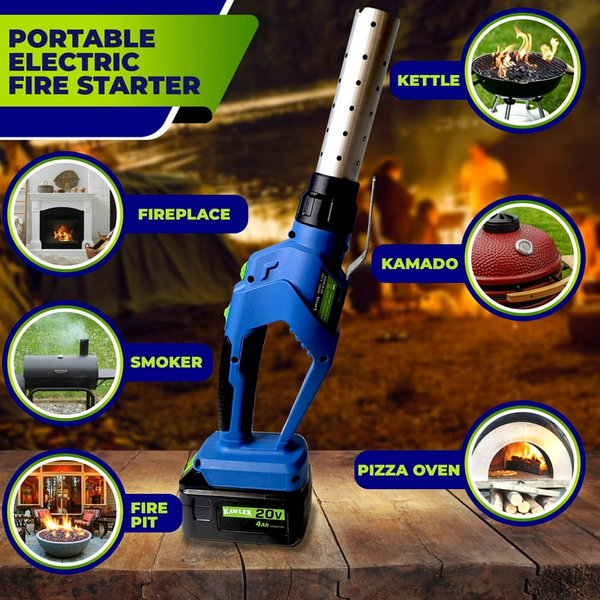 20V Cordless Electric Charcoal Lighter and Fire Starter: portable ignition tool for kettles, fireplaces, and more.