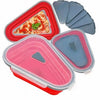 Pizza Silicone Storage Container for storing pizza slices, including red and gray containers with triangular design, ideal for leftovers.