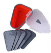 Pizza Silicone Storage Container with red lid and stackable gray containers for easy pizza slice storage.