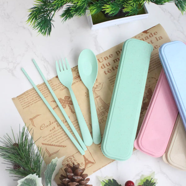 Portable Cutlery and Straw Travel Set – 4-Colour Storage Box