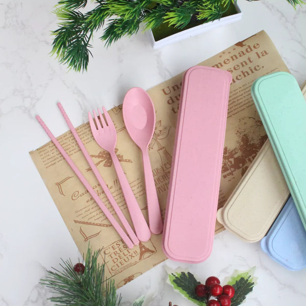 Portable Cutlery and Straw Travel Set – 4-Colour Storage Box