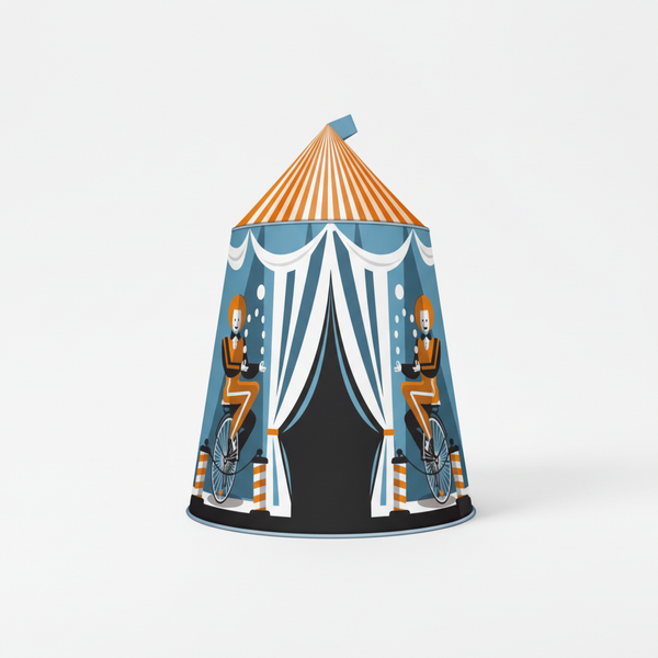 Colorful Portable Foldable Castle Play Tent with circus design for kids' imaginative play.