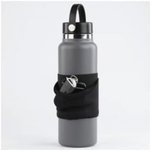 Portable Water Bottle Holder with adjustable pocket for keys and convenience.