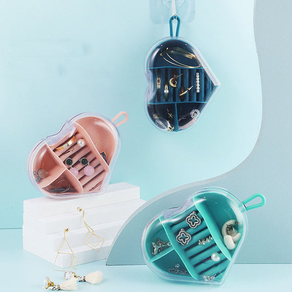 Portable Clear Jewellery Organiser with Heart-Shaped Design