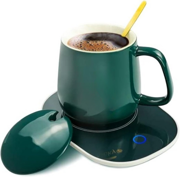Portable Coffee Ceramic Mug Set With Warming Coaster