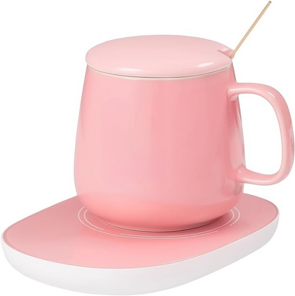 Portable Coffee Ceramic Mug Set With Warming Coaster