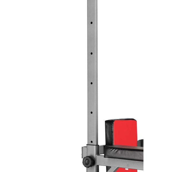 Pro Adjustable Power Tower - Multi-Function Home Gym Station close-up view showing vertical support and padded seat.