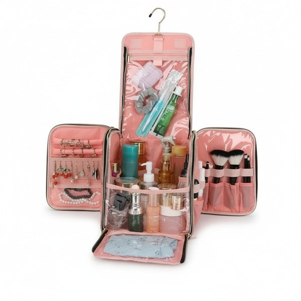 Quilted Water-Resistant Hanging Makeup Bag