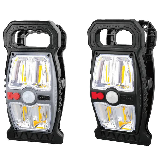 Rechargeable Multi-Function High-Brightness LED Work Light with dual sides and motion sensor for versatile illumination.