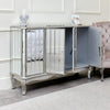 Reflective Hallway Decorative Sideboard with bevelled mirrored panelling and antique silver finish.